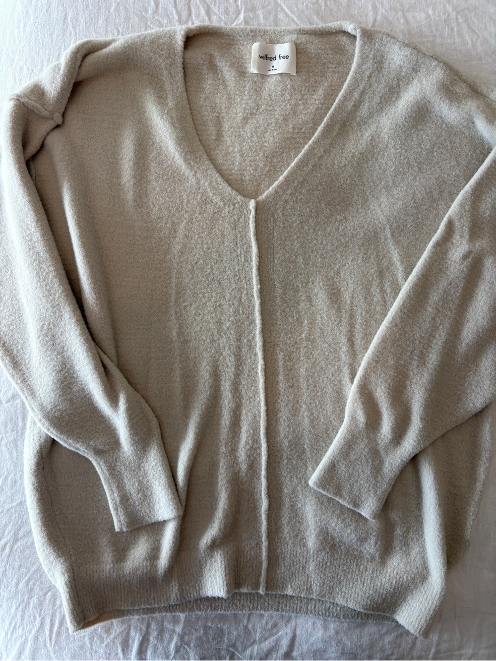 Aritzia Wilfred Free Oversized Cream Open Front Cardigan Sweater M